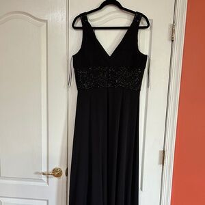 ELEGANT JS BOUTIQUE BLACK EVENING DRESS GOWN